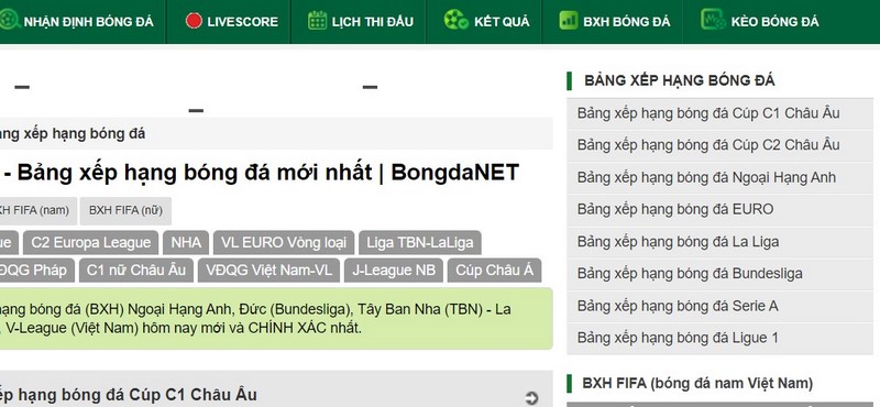 Theo dõi bảng xếp hạng bóng đá hôm nay bằng cách nào